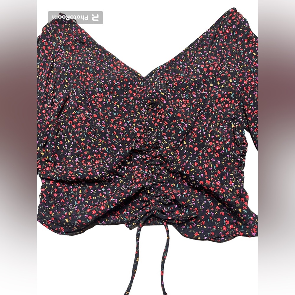 H&M Floral Drawstring Front Blouse - Picture 2 of 6
